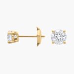 Enhance your everyday elegance with our stunning 1 ct total weight diamond earrings, featuring two brilliant round natural diamonds set in classic 14K yellow gold with secure Guardian backs.