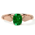 Shop our exclusive rose gold emerald engagement rings. This 0.85 cts AAAA quality natural emerald solitaire in 14k rose gold is handcrafted in the USA.