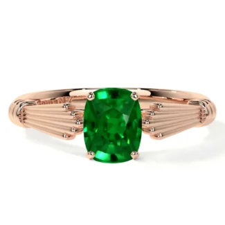 Shop our exclusive rose gold emerald engagement rings. This 0.85 cts AAAA quality natural emerald solitaire in 14k rose gold is handcrafted in the USA.