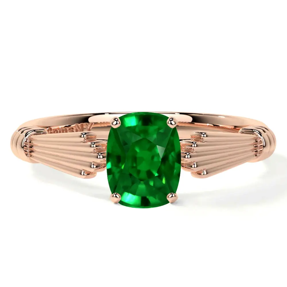 Shop our exclusive rose gold emerald engagement rings. This 0.85 cts AAAA quality natural emerald solitaire in 14k rose gold is handcrafted in the USA.