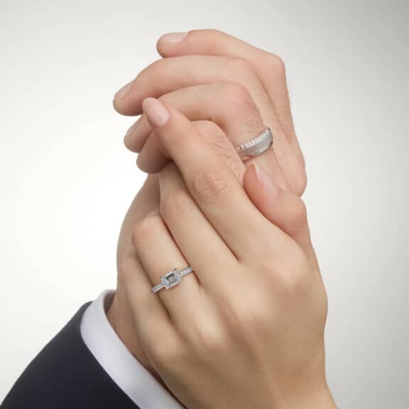 East West Diamond Engagement Ring in Platinum