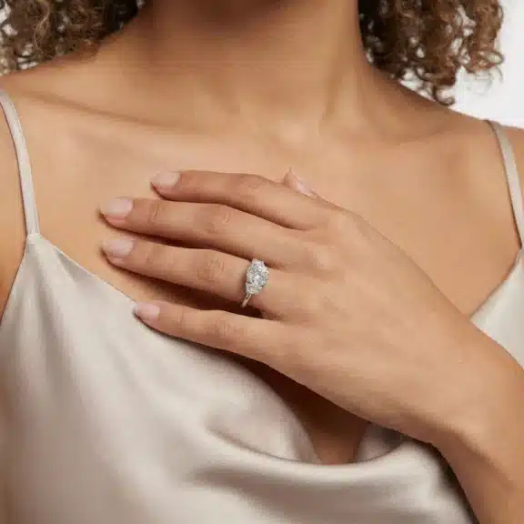 Eclipse Trapezoid Lab Engagement Ring
