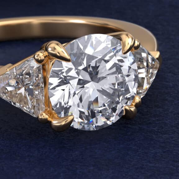 Three-Stone Trillion Diamond Engagement Ring in 18k Yellow Gold