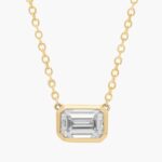 East West Emerald Cut Bezel Diamond Pendant In 14K Yellow Gold (1 Ct. tw. - H-I / SI1-SI2)