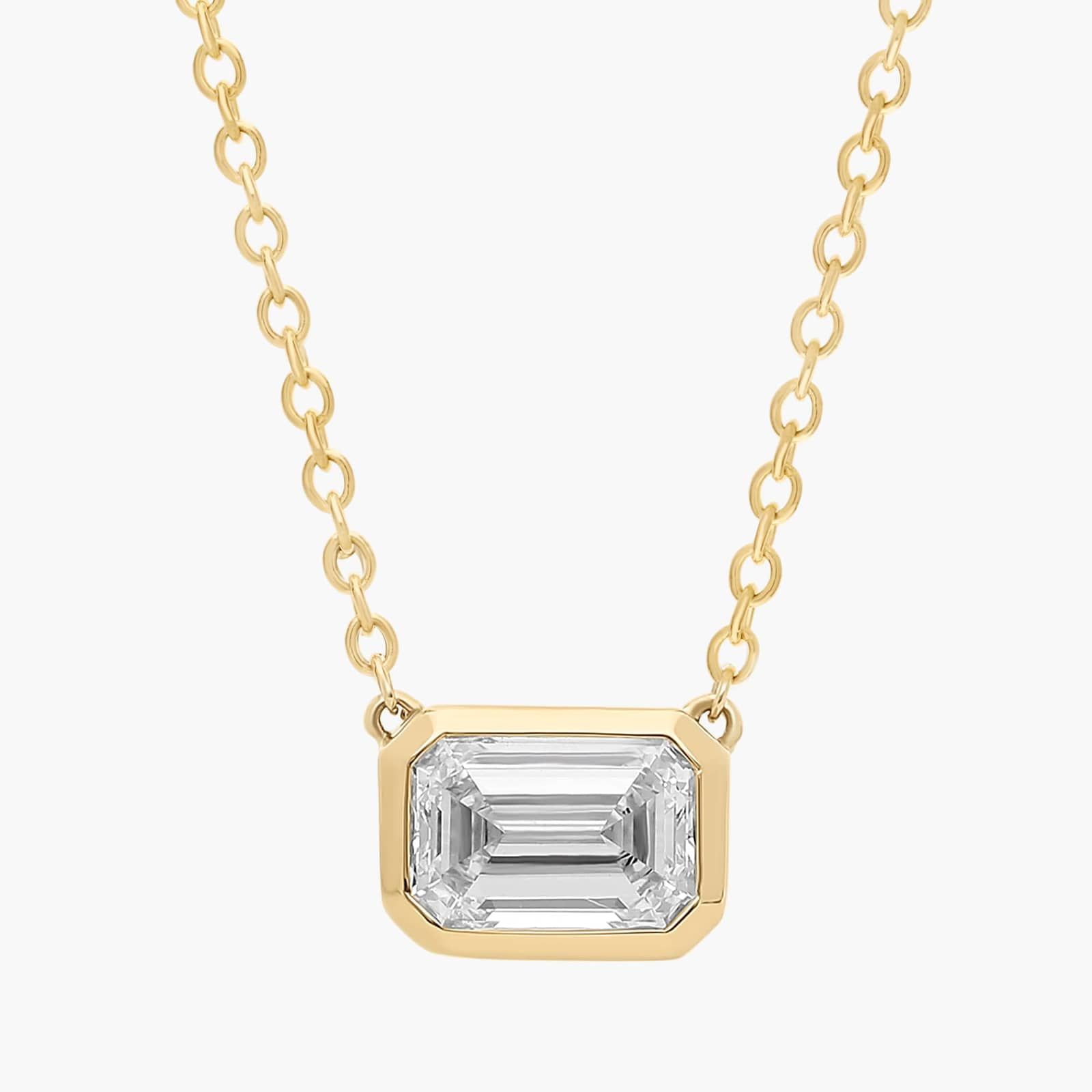 East West Emerald Cut Bezel Diamond Pendant In 14K Yellow Gold (1 Ct. tw. - H-I : SI1-SI2) East West Emerald Cut Bezel Diamond Pendant In 14K Yellow Gold (1 Ct. tw. - H-I / SI1-SI2)