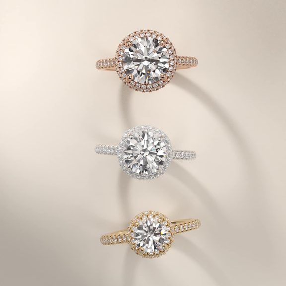 Falling Edge Pavé Diamond Halo Engagement Ring In Platinum By James Allen