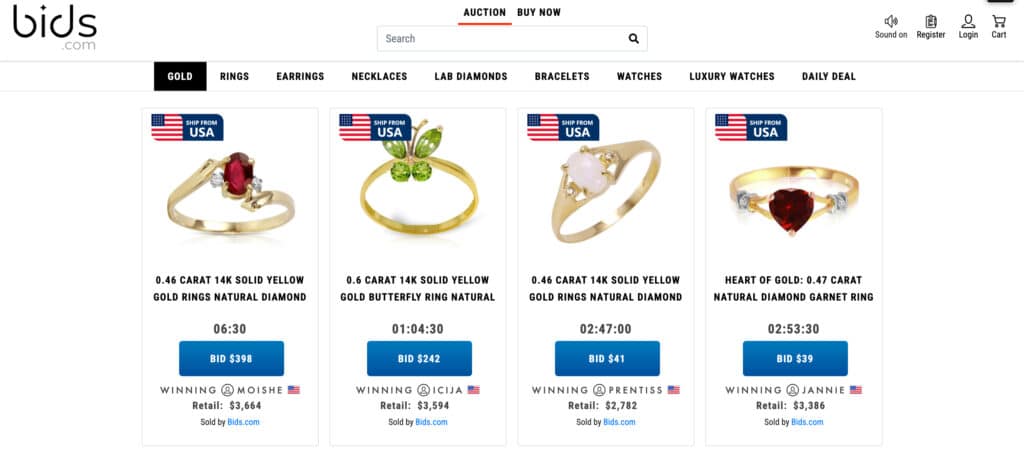 Gold Jewelry on Bids.com