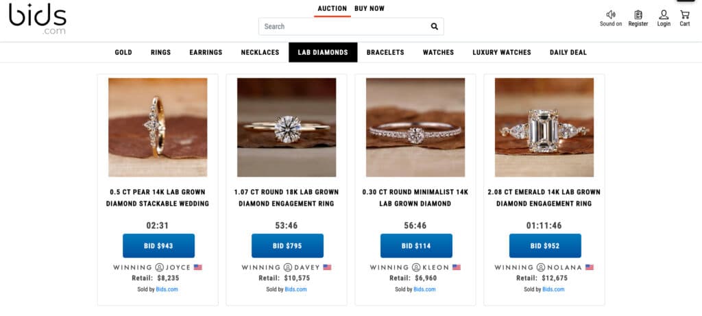 Lab-Grown Diamonds on Bids.com