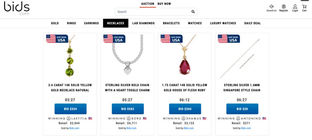 Necklaces on Bids.com