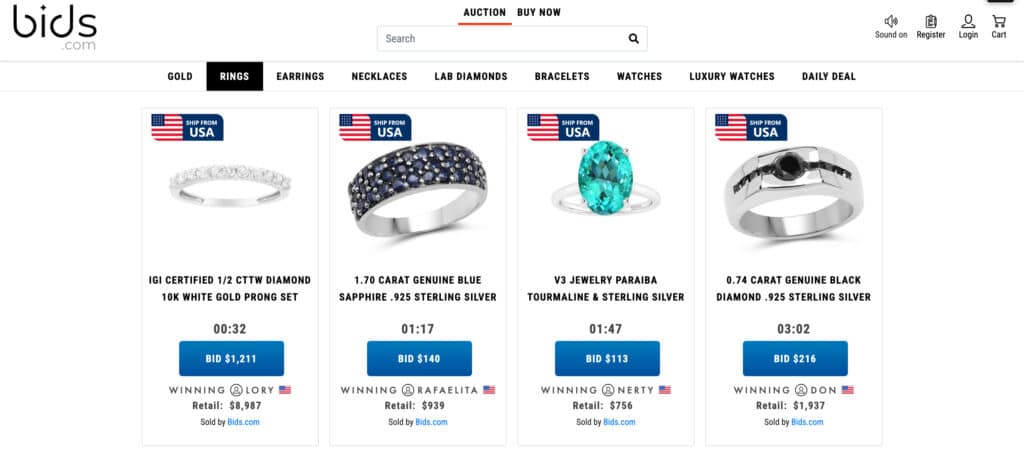 Rings on Bids.com