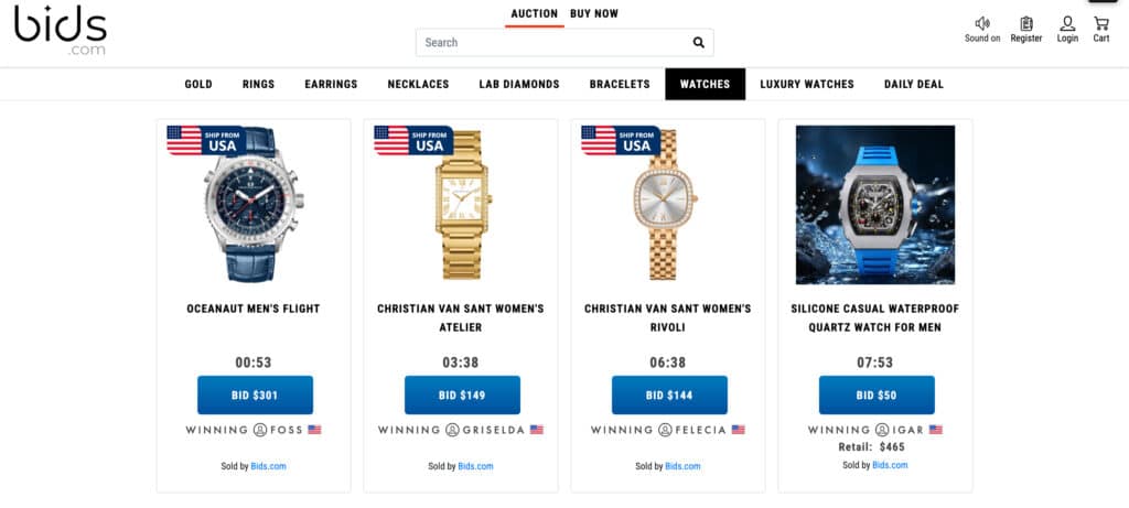 Watches on Bids.com