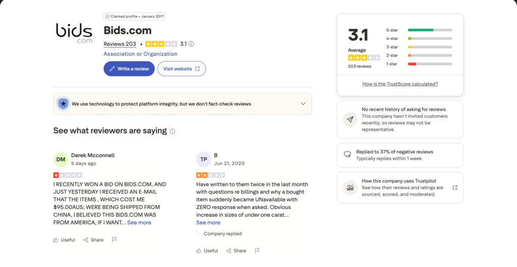 bids.com trustpilot review
