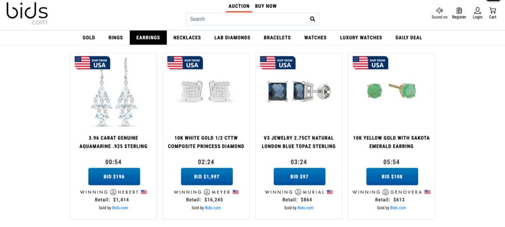 Earrings on Bids.com