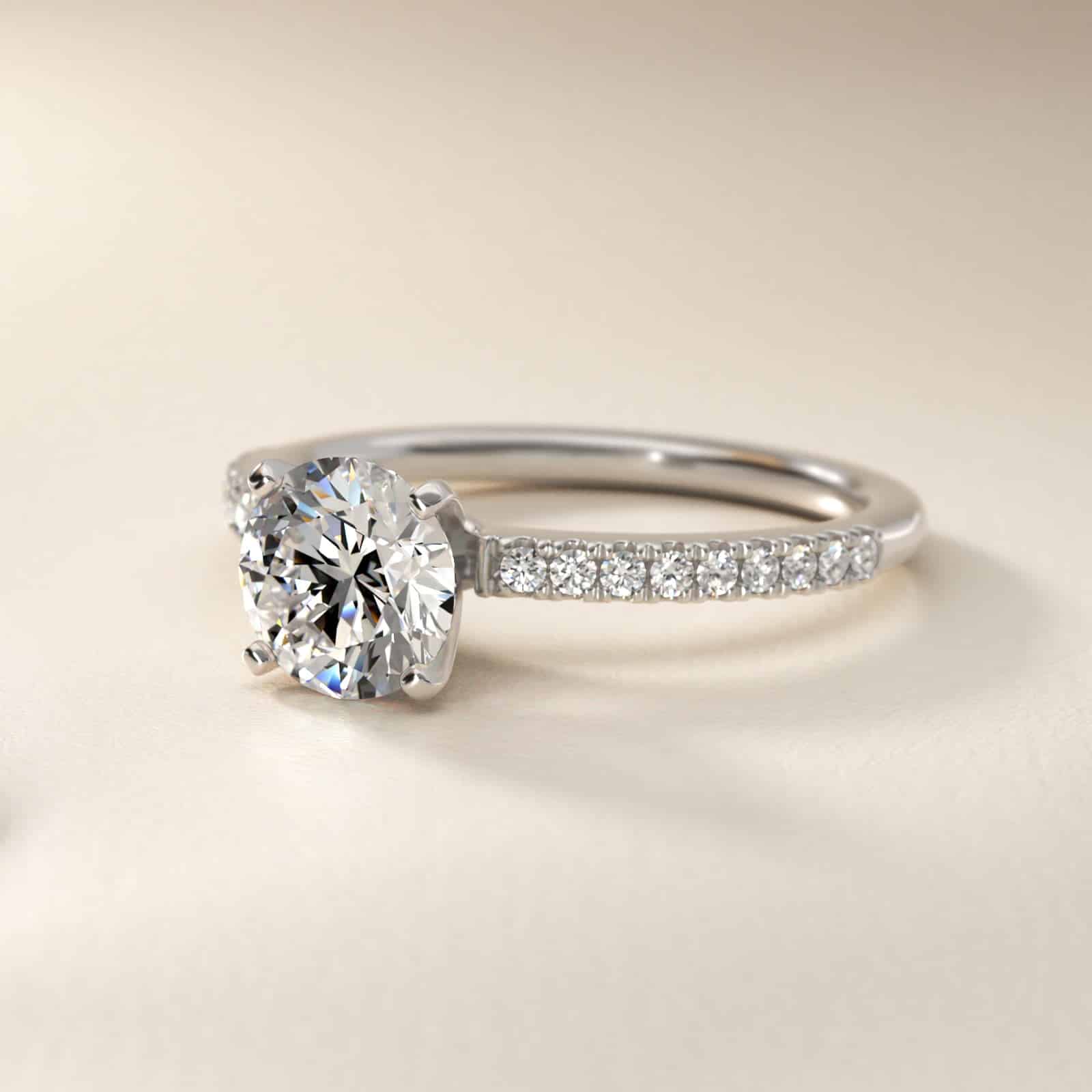 GIA 4.16 Carat I-VVS2 Excellent Cut Round Natural Diamond Riviera Pavé Diamond Engagement Ring in (1/6 ct. tw.)